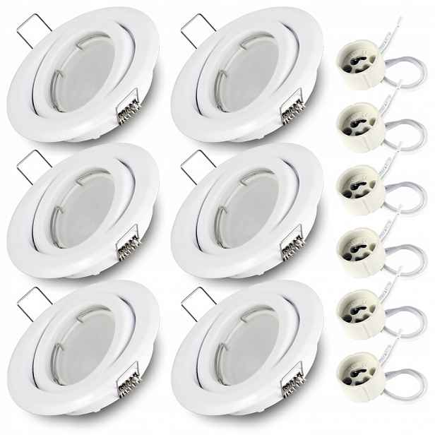 6x Halogenové svítidlo kulaté stropní svítidlo bílé nastavitelné Led žárovka GU10 7W teplá