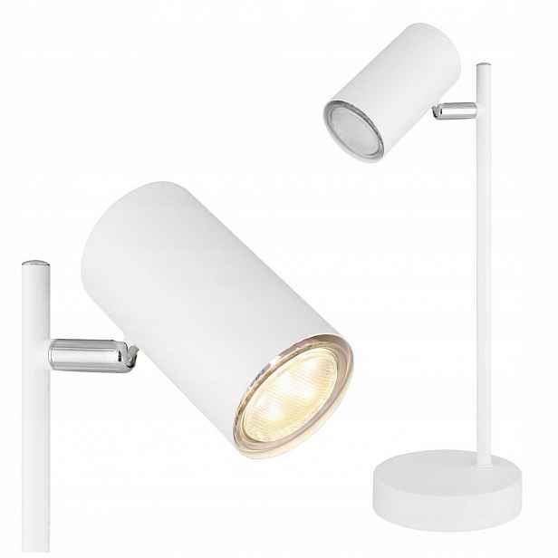 Bílá stolní lampa Robby s teplým leskem do pracovny Globo