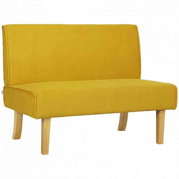 HOMCOM DVOUMÍSTNÁ pohovka, vzhled kordového materiálu, 110 x 62 x 85 cm, žlutá
