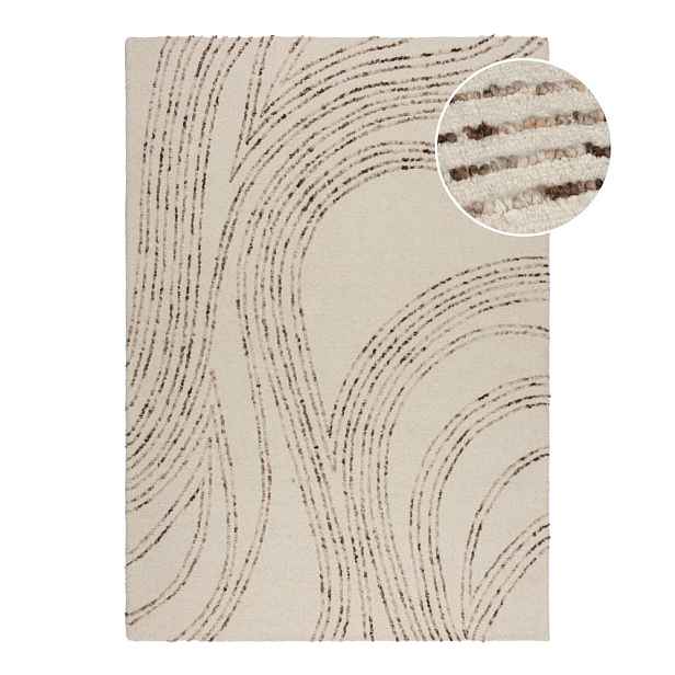 Hnědý/krémový vlněný koberec 200x290 cm Abstract Swirl – Flair Rugs