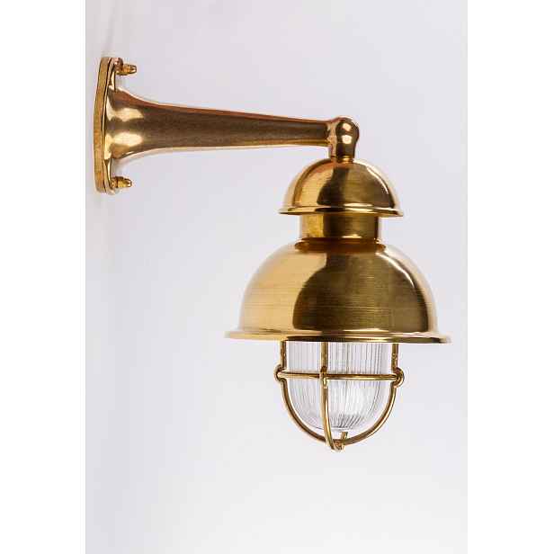 Mosazná nástěnná lampa 53 na terasu, do domu Brass, skleněné stínítko IP64