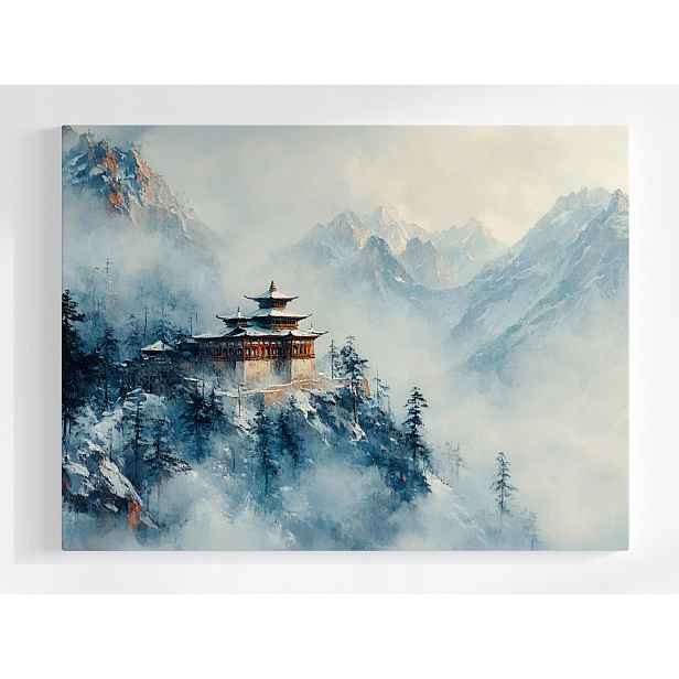 Plakát Buddhistický Chrám Hory Mlha Krajina 100x75