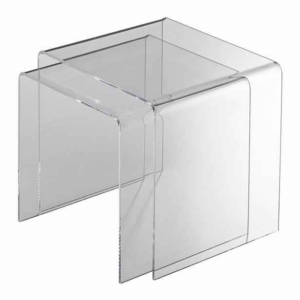 SADA ODKLÁDACÍCH STOLKŮ, čiré, plast, 40/33/36/33/33 cm