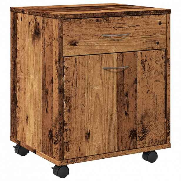 vidaXL Skříňka na kolečkách old wood 45 x 38 x 54 cm kompozitní dřevo