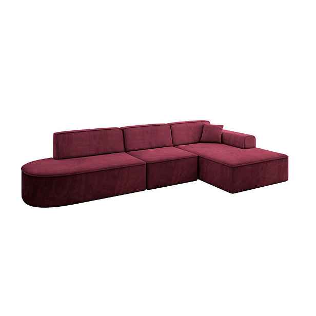 ALTDECOR ROHOVÁ SEDAČKA s otomanem, pravá IREA-L2-v3 327x165x77 Bordó Velur