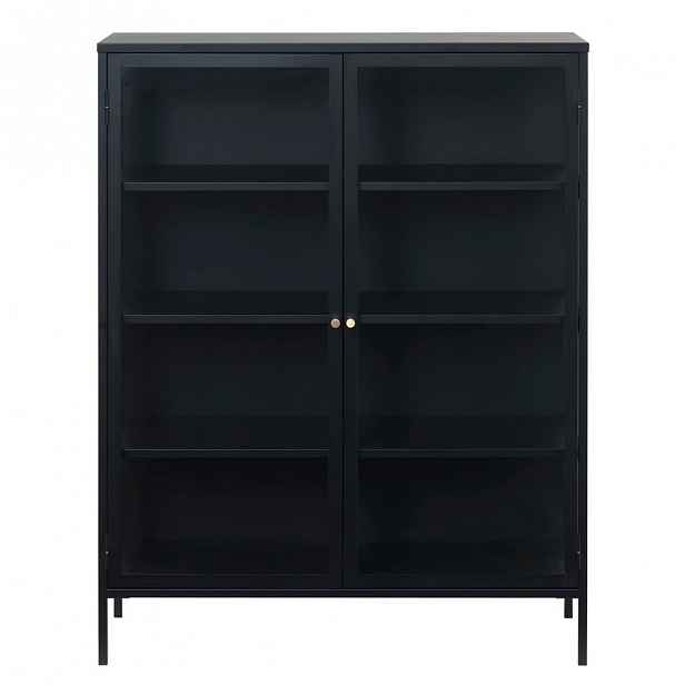 Černá vitrína Unique Furniture Carmel, výška 140 cm