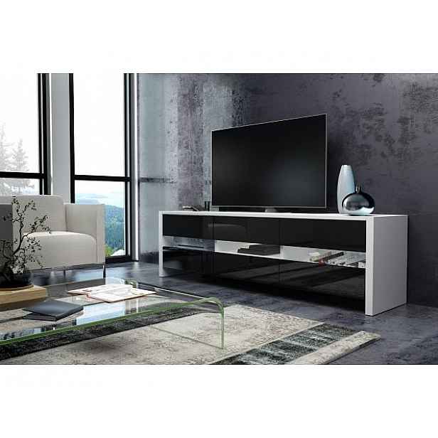 TV stolek Fox bílá-černý lesk