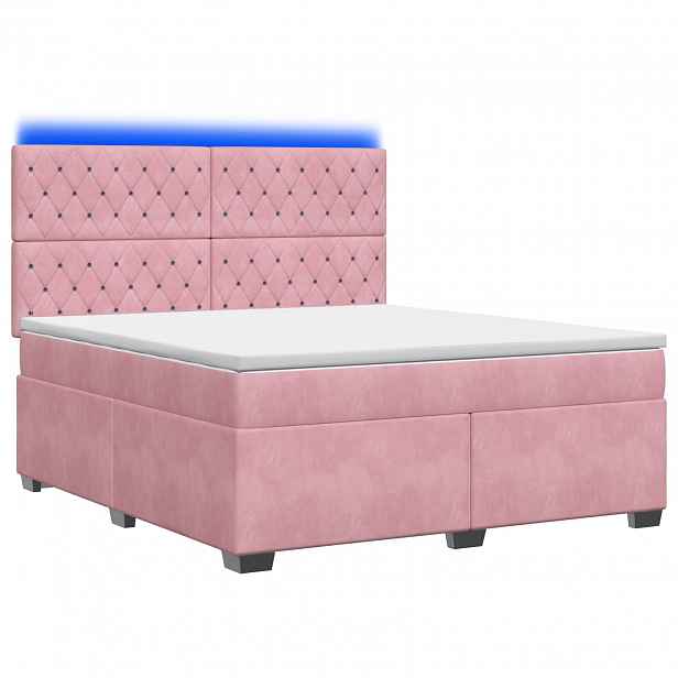 vidaXL Postel boxspring s matrací s čelo Růžová 140 x 200 cm Samet