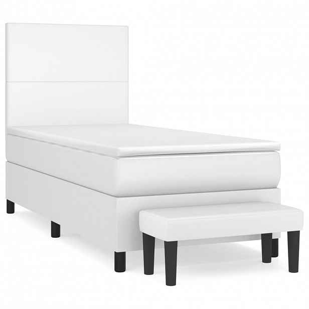 vidaXL Box spring postel s matrací bílá 90x190 cm umělá kůže