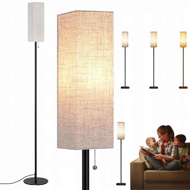 Podlahová Stojací Lampa Led E27 Klasická Lněná Stínidla Moderní 172 cm