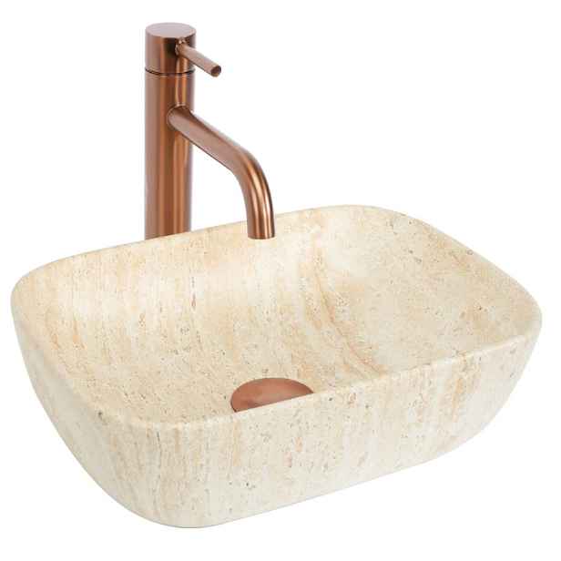 Umyvadlo na desku Belinda Mini Travertine Matná Elegantní design