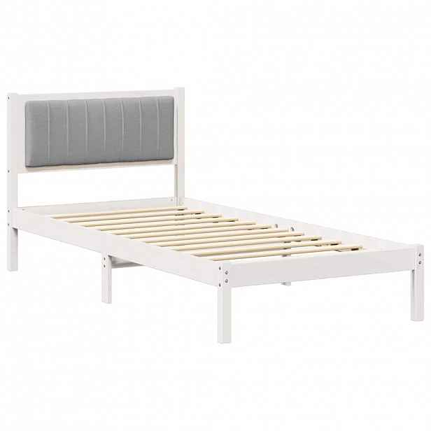 vidaXL Rám postele s čalouněným čelem s čelo Světle šedá 90 x 200 cm