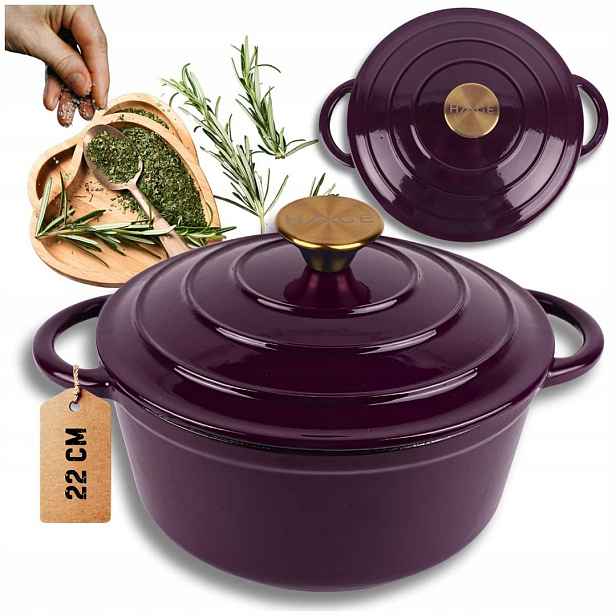 Hrnec litinový smaltovaný 3 L 22 cm lilkový Hage