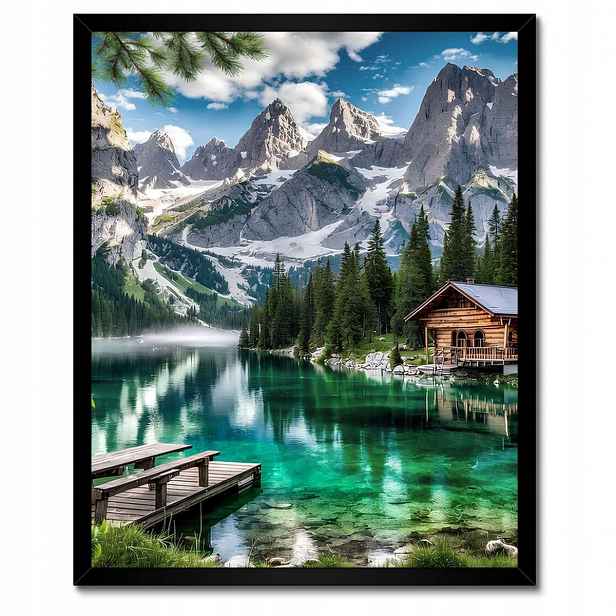 Plakát v černém rámu 40x50 Na Zeď Hory Příroda Pohled