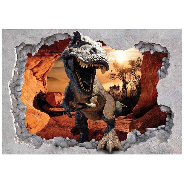 Tapeta Dinosaurus Rex přes zeď 416x290 Tyranosaurus Průlom do světa lepidlo