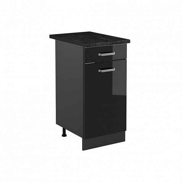 Vicco SPODNÍ SKŘÍŇKA KUCHYŇSKÉ LINKY R-Line, Černý vysoký lesk/Antracit, 40 cm pracovná doska antracitová