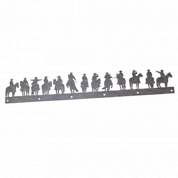 TEMU [2D Ploché] Dostupné ve 2 velikostech, Nástěnná dekorace Dvanáct kovbojů - Horizontální závěsná ozdoba z kovaného železa s westernovým . Vhodné