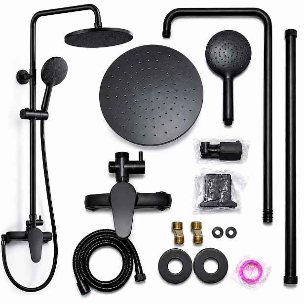 Sprchový set Dešťová sprcha Baterie Sprchová Hlavice 100 cm Černá Matná