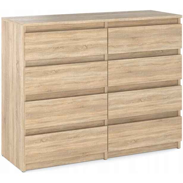 Komoda S 8 Zásuvkami Dub Sonoma 120 CM Moderní Rtv Skříňka Do Obývacího Pokoje