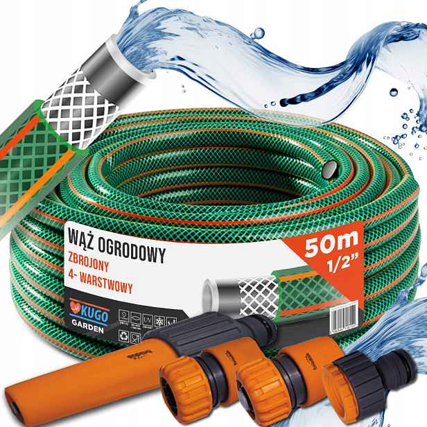 Hadice 1/2" 50 m 4 Vrstvy Zavlažovač Spojky Set Bradas