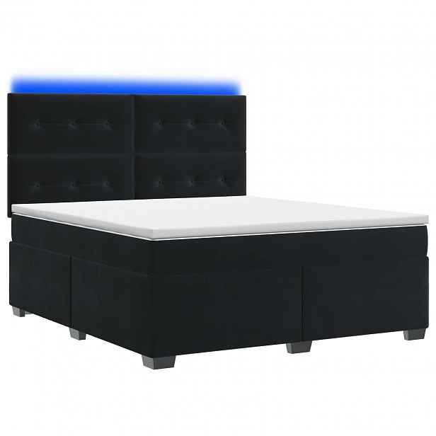 vidaXL Postel boxspring s matrací s LED pásky Černá 140 x 200 cm Samet