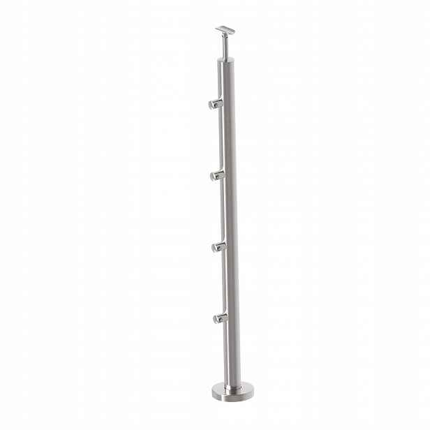 Nerezový sloupek fi 42, 4 x 1000 mm na schody, průchozí úchytky fi 12 mm