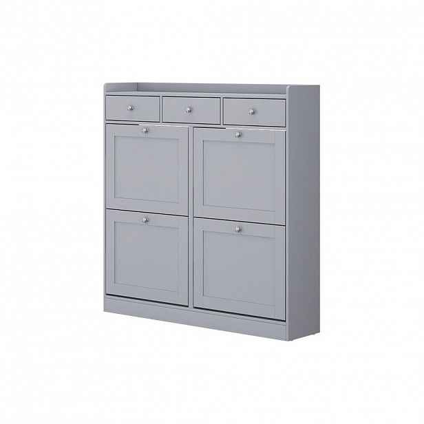 Vicco BOTNÍK NA BOTY Vitto Šedá 100 x 99.5 cm se 3 zásuvkami a 4 skládacími přihrádkami