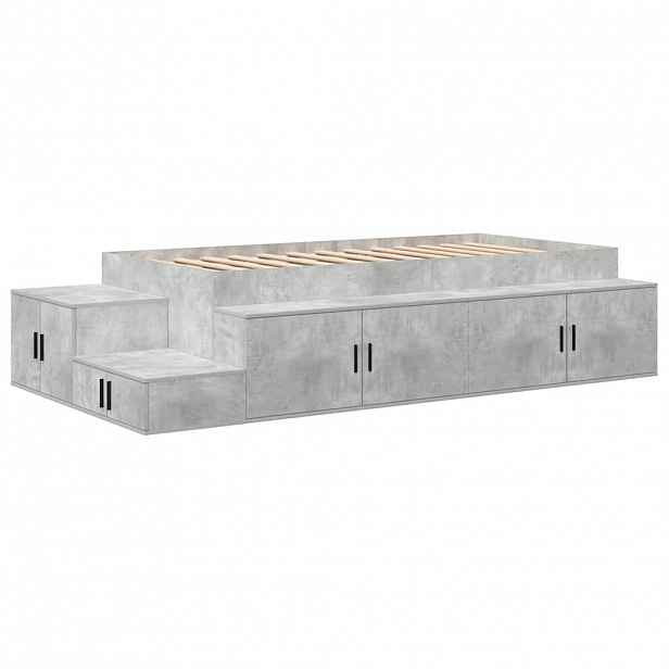 vidaXL Rám postele s úložným prostorem Betonově šedá 75 cm