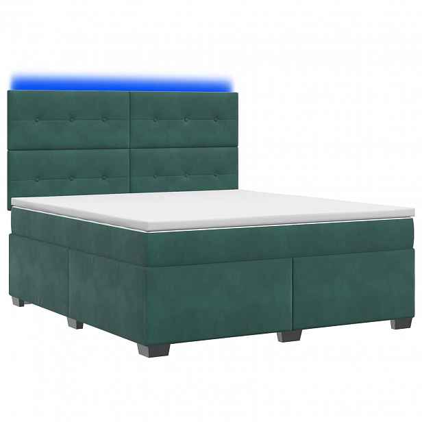 vidaXL Postel boxspring s matrací Tmavě zelená 140 x 200 cm Samet