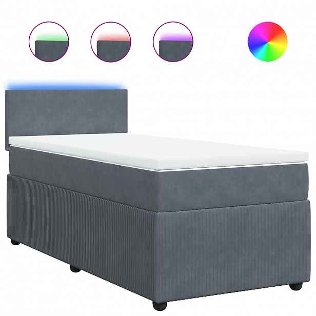 vidaXL Box spring postel s matrací tmavě šedá 90x200 cm samet