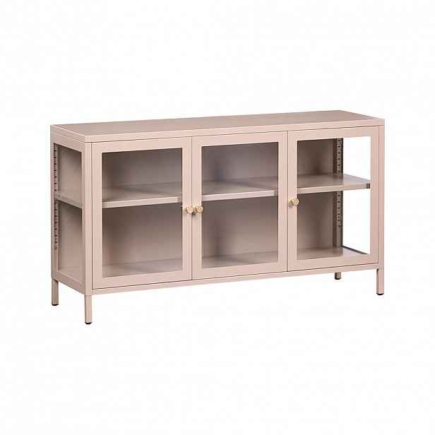 Beliani SIDEBOARD se skleněnými dveřmi Kov 115 cm Béžový Newport