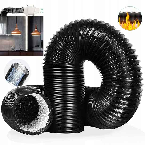 Kabel Trubka Flexibilní Pro Kondicionér Černý, Ventilační, Hliníkový, 15*500 CM