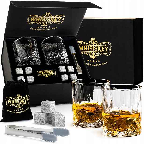 Sada 2KS Sklenice Na Whisky 310 ML Kameny Dárek Pro Muže