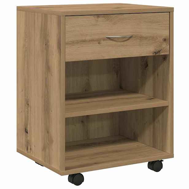 vidaXL Skříňka na kolečkách dub artisan 46x36x59 cm kompozitní dřevo