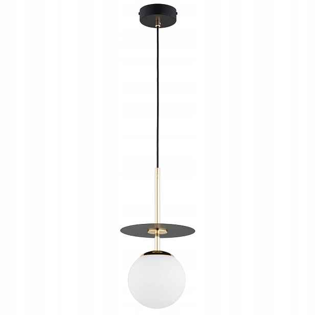 Alfa Qeency Závěsná lampa černo-zlatá bílá koule 1xE14 10W IP20