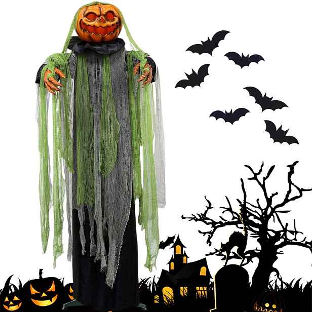 Halloweenská dekorace Dýně se zvukem a světlem, strašidlo na Halloween