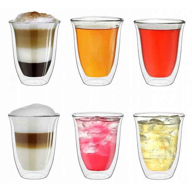 Lux Značkové 6x Sklenice Dvojitá Termostěna Nafukovací Sklo 250 ml Cr