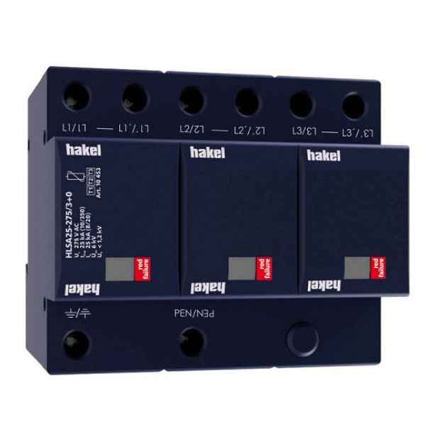 Svodič přepětí T1+T2 Hakel HLSA25-275/3+0