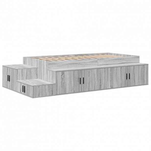 vidaXL Rám postele s úložným prostorem Šedá Sonoma 75 cm
