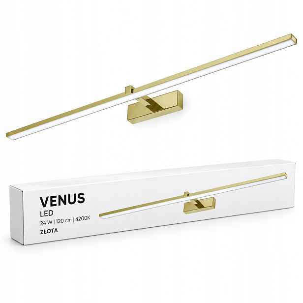 Zlaté nástěnné svítidlo Venus 24W 120 cm Led do obývacího pokoje 4200K IP44 1640lm
