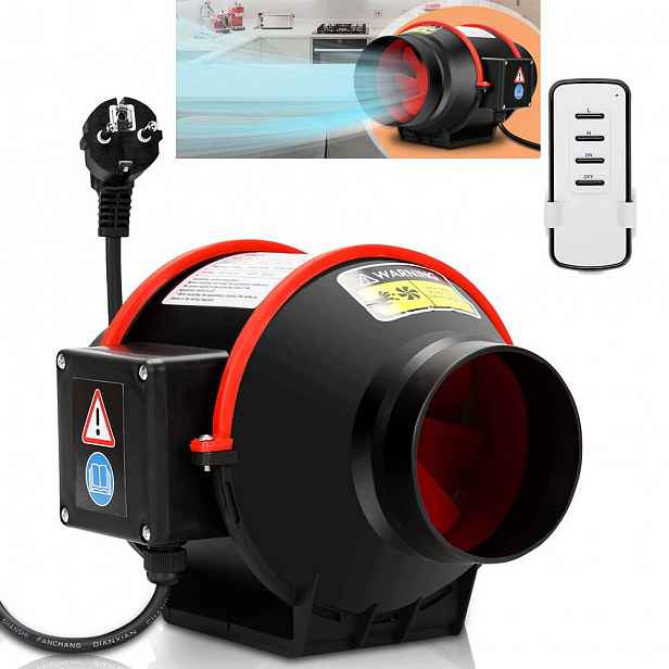 Kanálový Odtahový Ventilátor Dvourychlostní Výkonný 540 m3/h 75 W Tichý