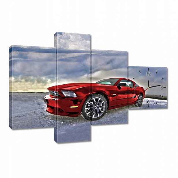 Nástěnné hodiny 100x70 Červený Ford Mustang