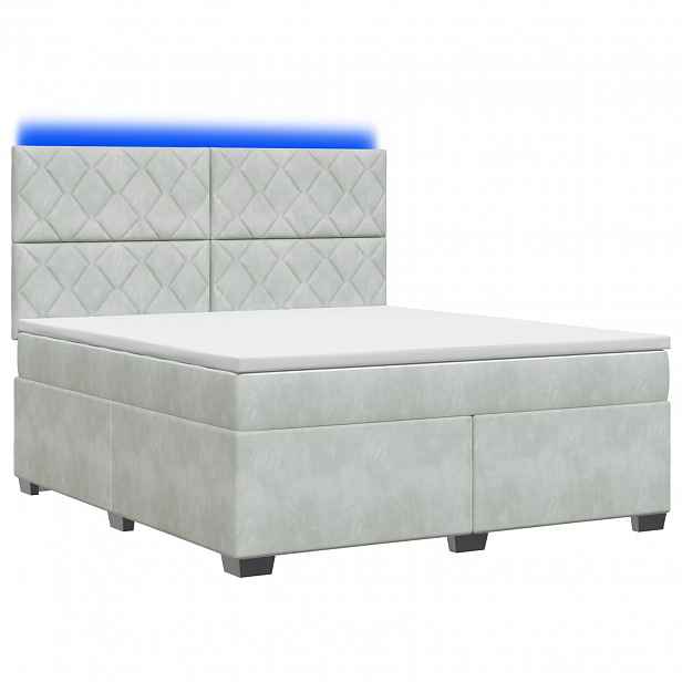 vidaXL Postel boxspring s matrací Světle šedá 140 x 200 cm Samet