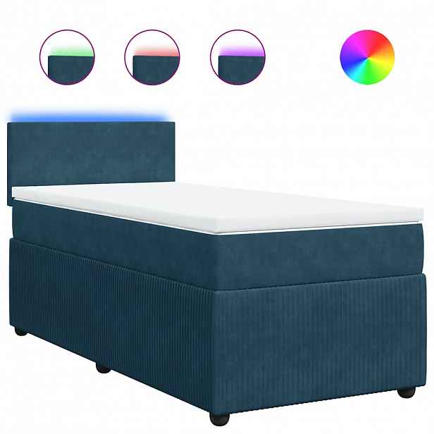 vidaXL Box spring postel s matrací modrá 90 x 200 cm samet