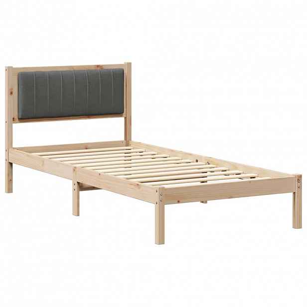 vidaXL Rám postele s čalouněným čelem s čelo Tmavě šedá 90 x 190 cm