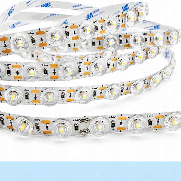 Led páska optická čočka 48 LED/m 3030 IP20 24V 12 mm Světle modrá 10 m