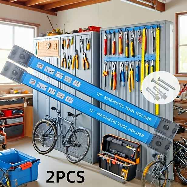 TEMU 2ks Magnetický držák na nářadí s odolnou magnetickou základnou a na nářadí - Odolný úložný stojan do garáže, dílny, domácnosti - Organizér na