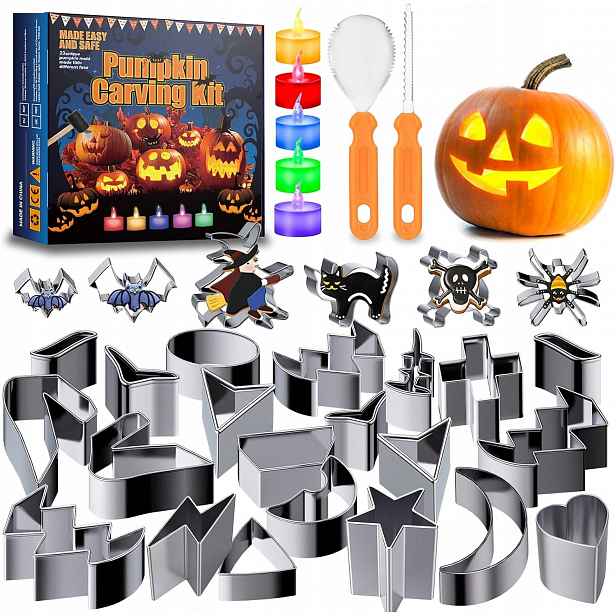 Formy A Nástroje Na Vyřezávání Dýní Kopotma 30 Ks Halloween Set