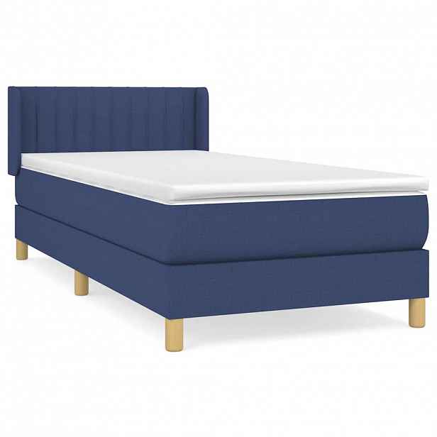 vidaXL Box spring postel s matrací modrá 80x200 cm textil