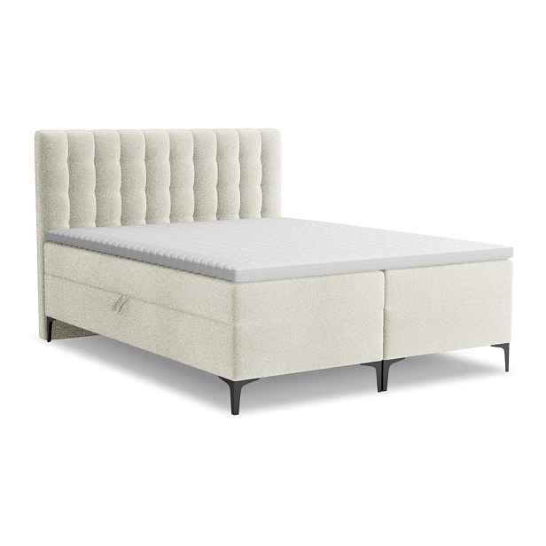Béžová boxspring postel s úložným prostorem 160x200 cm Puhala – Makamii